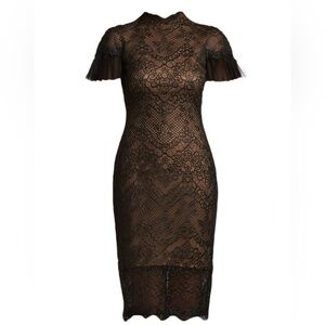 Tadashi Shoji Boone Embroidered Tulle Illusion Dress Size 2